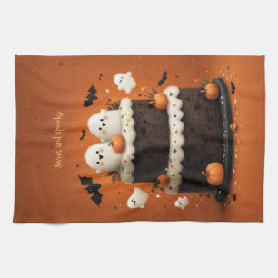 Cute Halloween Ghost Cake A Little Boo Kitchen Towel