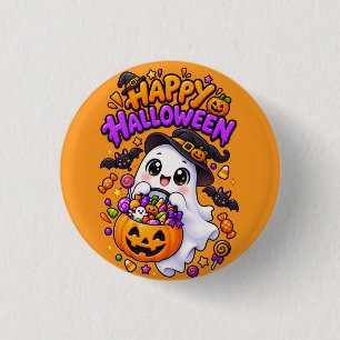 Cute Halloween Ghost Candy Pumpkin 1 Inch Round Button