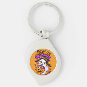 Cute Halloween Ghost Candy Pumpkin Keychain