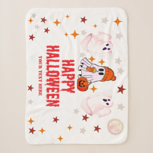 Cute Halloween Ghost    Custom Text Sherpa Blanket
