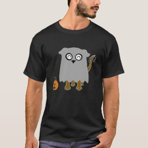 Cute Halloween Ghost Dog Trick Or Treating Pocket  T-Shirt