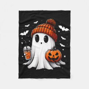 Cute Halloween Ghost Drink Pumpkin Fleece Blanket
