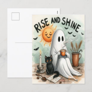 Cute Halloween Ghost Drink Pumpkin Spooky 2025  Holiday Postcard