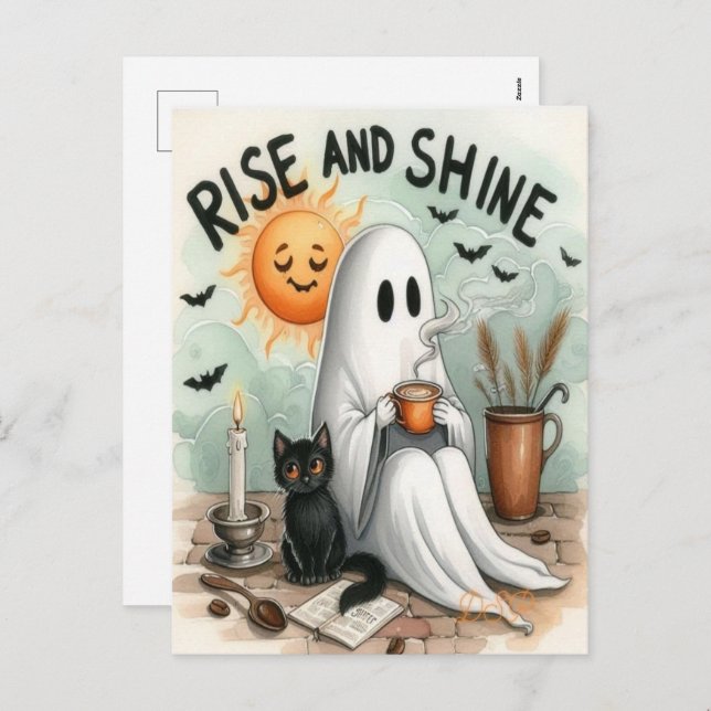 Cute Halloween Ghost Drink Pumpkin Spooky 2025  Holiday Postcard (Front/Back)