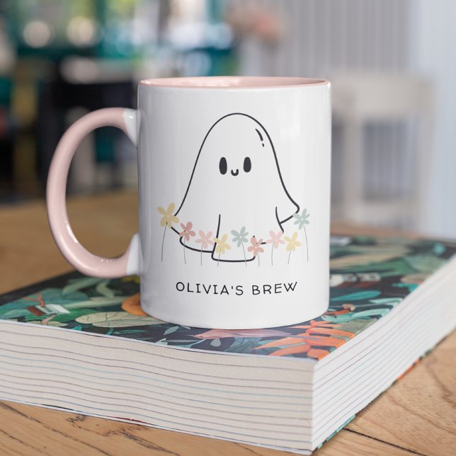 Cute Halloween Ghost Floral Mug (Creator Uploaded)