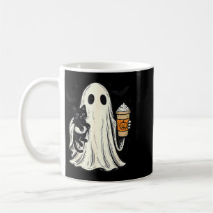 Cute Halloween Ghost Holding Black Cat Fall Coffee Mug
