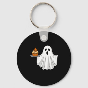 Cute Halloween Ghost Holding Pumpkin Cupcake Pocke Keychain