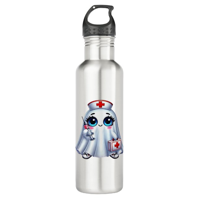 Cute Halloween ghost in a nurse's uniform Classic  710 Ml Water Bottle (Front)