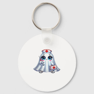Cute Halloween ghost in a nurse's uniform Classic  Keychain