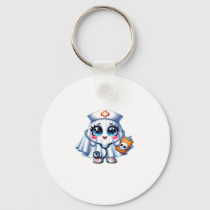 Cute Halloween ghost in a nurse's uniform Classic  Keychain