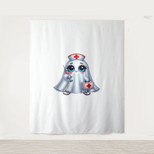 Cute Halloween ghost in a nurse's uniform Classic  Tapestry