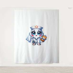 Cute Halloween ghost in a nurse's uniform Classic  Tapestry