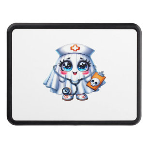 Cute Halloween ghost in a nurse's uniform Classic  Trailer Hitch Cover