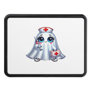 Cute Halloween ghost in a nurse's uniform Classic  Trailer Hitch Cover