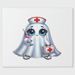 Cute Halloween ghost in a nurse's uniform Classic  Wrapping Paper