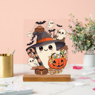 Cute Halloween Ghost Kawaii Style Acrylic Sign