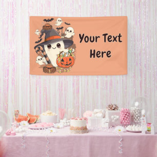 Cute Halloween Ghost Kawaii Style Banner