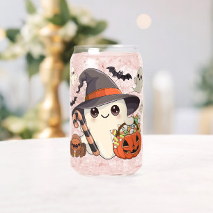 Cute Halloween Ghost Kawaii Style Can Glass