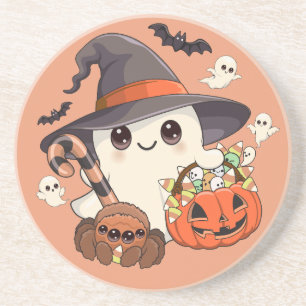 Cute Halloween Ghost Kawaii Style Coaster