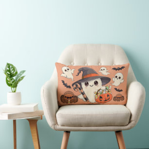 Cute Halloween Ghost Kawaii Style Lumbar Pillow