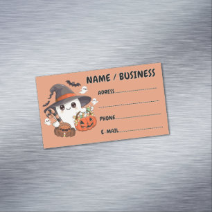 Cute Halloween Ghost Kawaii Style Magnetic Business Card
