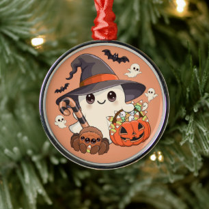 Cute Halloween Ghost Kawaii Style Metal Ornament