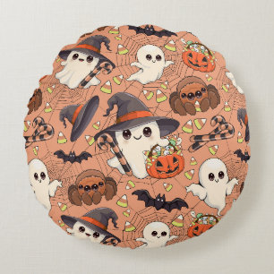 Cute Halloween Ghost Kawaii Style Round Pillow
