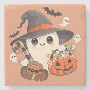 Cute Halloween Ghost Kawaii Style Stone Coaster