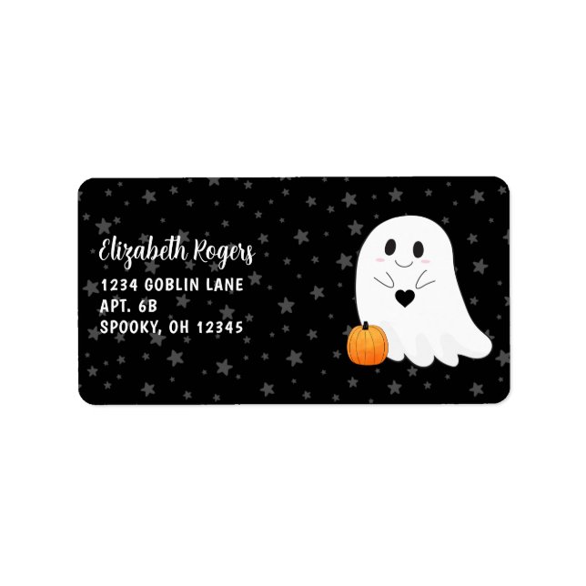 Cute Halloween Ghost Label (Front)