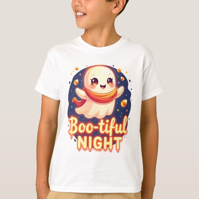 Cute halloween ghost night t-shirt design (Front)