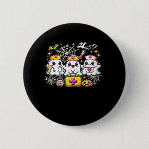 Cute Halloween Ghost Nurse Trio with Medical Kit a 2 Inch Round Button