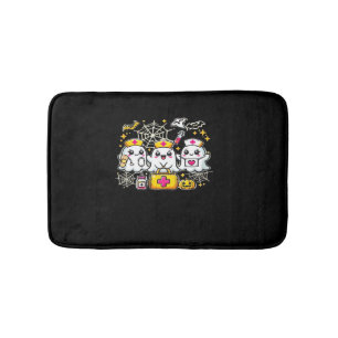 Cute Halloween Ghost Nurse Trio with Medical Kit a Bath Mat