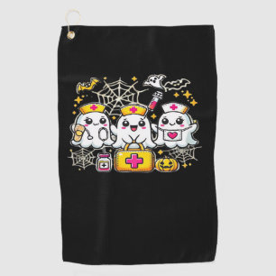 Cute Halloween Ghost Nurse Trio with Medical Kit a Golf Towel
