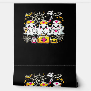 Cute Halloween Ghost Nurse Trio with Medical Kit a Wallpaper