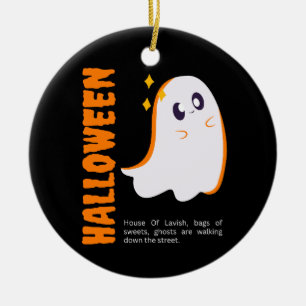 Cute Halloween Ghost Ornament - Spooky Black