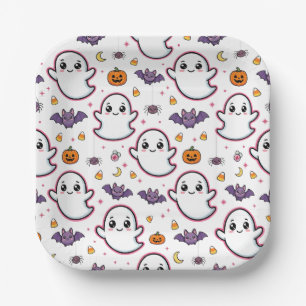 Cute Halloween ghost Paper Plate