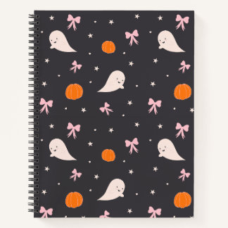 Cute Halloween Ghost Pattern Notebook | Black