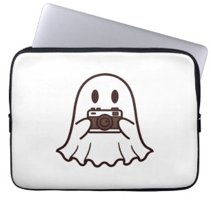 Cute Halloween Ghost Photographer Laptop Sleeve
