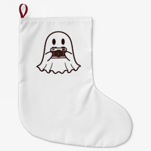 Cute Halloween Ghost Photographer Large Christmas Stocking
