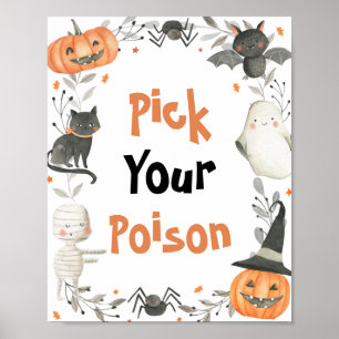 Cute Halloween Ghost Pick Your Poison Drinks Sign