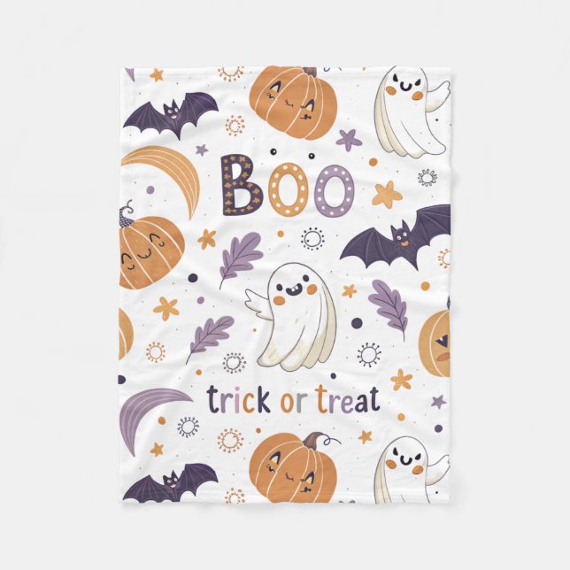 Cute Halloween Ghost & Pumpkin Baby Blanket – 30x4 (Front)