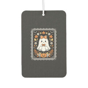 Cute Halloween Ghost Pumpkin Floral T-Shirt Design Air Freshener