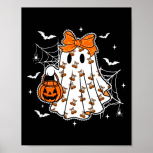 Cute Halloween Ghost Pumpkin Girl Coquette Spooky  Poster