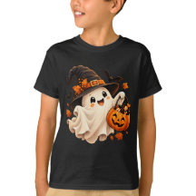 Cute Halloween Ghost Pumpkin Kids T-Shirt