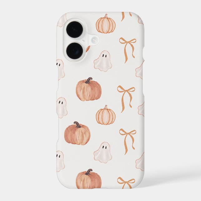 Cute Halloween Ghost & Pumpkin Pattern | Orange Bo (Back)