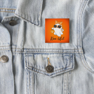Cute Halloween Ghost Pumpkin Spice Personalized 2 Inch Square Button