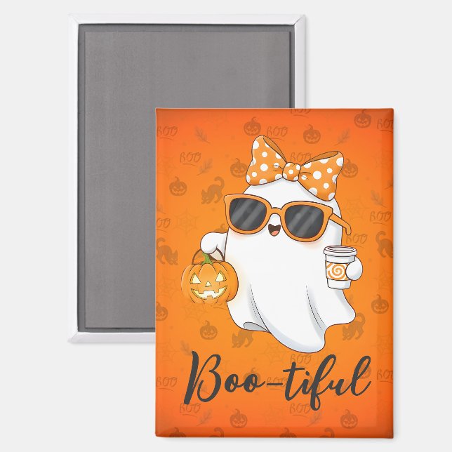 Cute Halloween Ghost Pumpkin Spice Personalized Magnet (Front/Back)