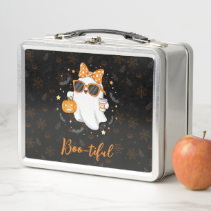 Cute Halloween Ghost Pumpkin Spice Personalized Metal Lunch Box