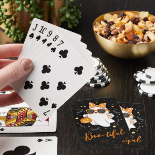 Cute Halloween Ghost Pumpkin Spice Personalized Playing Cards