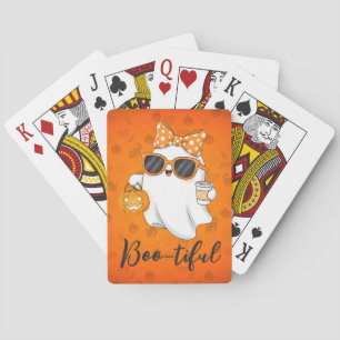 Cute Halloween Ghost Pumpkin Spice Personalized Playing Cards